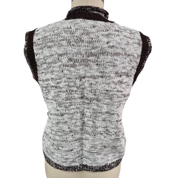 VTG 70s 80s Adolfo Sport Acrylic Sweater Vest Heathered/Solid Brown Women M - Picture 3 of 4